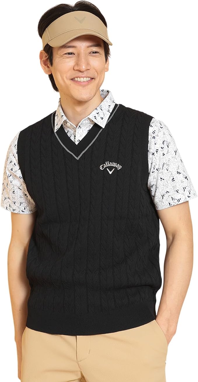 Amazon | [キャロウェイ] メンズ Vネックニットベスト (ワン